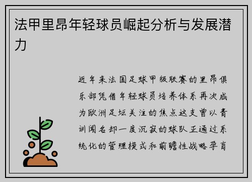 法甲里昂年轻球员崛起分析与发展潜力